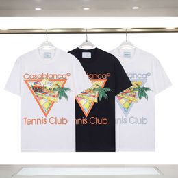 T-shirts masculins Casablanca Spring / été New Tennis Racquet Imprimé de grandes manches courtes Casa Blanca VJ1T