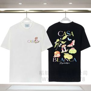 Casablanca heren t-shirts zomer niche trendy merk kort mouwen fruit en plant gekleurde brief bedrukte dikke kerel t-shirt ontwerper casa blanca i8mt