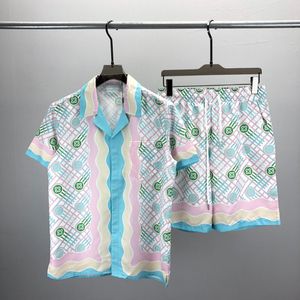 Casablanca Trainingspak voor heren Mode Hawaii Designer Heren Casual overhemdensets Bloemen Letterprint Zomer Kust Vakantie Strandoverhemden Pakken