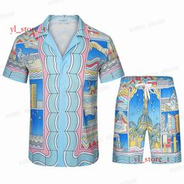 Casablanca Mens Shirt and Shorts Top Slim Fit Loose Loose Silky Casablanc Casiner Designer Vêtements décontractés de haute qualité Designer Casa Polos Set 10