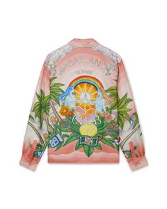 Casablanca sirène chemise à manches longues bouton de créateur chemise de plage chemises en soie pour hommes