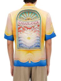 Casablanca Nouveaux Reves Zijden Shirt Ontwerper Retro Fantasy Gedrukte Letters Hoge kwaliteit Shirts met korte mouwen