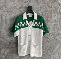 Casablanca geruit gebreid uitgehold overhemd casual gebreide designer trui voor heren en dames