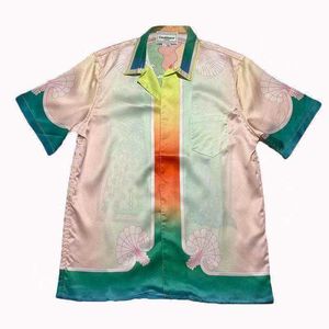 Camisa estampada Casablanca Camisas de manga corta de seda sueltas con flores