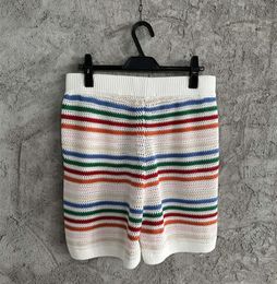 Casablanca Short en tricot coloré arc-en-ciel, vacances hawaïennes, loisirs, short tricoté à rayures creuses