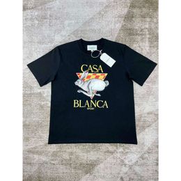 Casablanca Running Rabbit Racing Flag Tees Letra impresa Hombres y mujeres Camisetas de diseñador Cuello redondo Camiseta de manga corta Casablanc Tops Polos