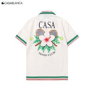 Casablanca Shirt 22ss Designer Shirt Shorts Set Chemise décontractée pour hommes imprimés Chemise Casablanca en soie ample pour femmes T-shirt de luxe à manches courtes T-shirt de haute qualité D48