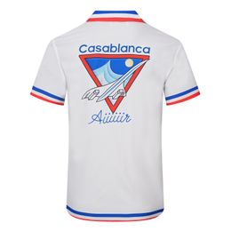 Casablanca camisa masculina designer camisas casa blanca ajuste casual popular polo roupas masculinas topquality vestido eua tamanho M-3xl b8