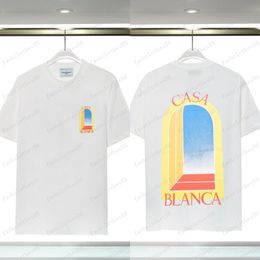 Camisa de Casablanca, camisetas para hombre, camisetas de diseñador, estampado de letras de setas arcoíris, camisetas de manga corta, camisa holgada de algodón para hombres y mujeres