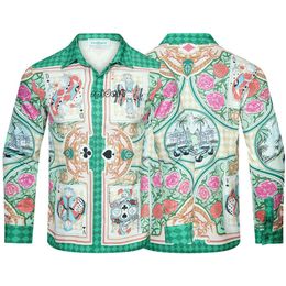 Casablanca Shirts Camisa de gama alta con diseño atractivo de Pippy para hombre con estampado de flores y personajes de póquer tailandés