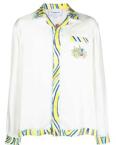 Casablanca soie fleur chemise designer bouton jusqu'à mens chemises hawaïennes casablanc chemise de plage décontractée