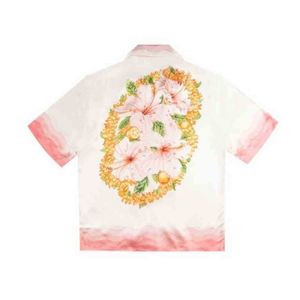Chemise Boutique de style Casablanca Chemise à manches courtes à fleurs roses Chemises boutonnées