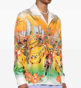 Casablanca Summer Silk Shirts décontractés hommes lâches Designer Silk à manches longues Bouton Up Casablancas