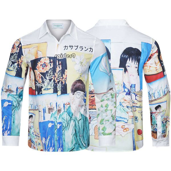 Camiseta casablanca nueva pintura al óleo de artista melancólico funciona con camisas de manga larga de estilo japonés de alta calidad