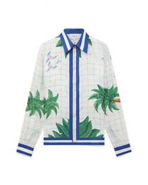 Casablanca rejilla tropical camisas sicilianas diseñador de seda unisex hawaii camisa de manga larga polos