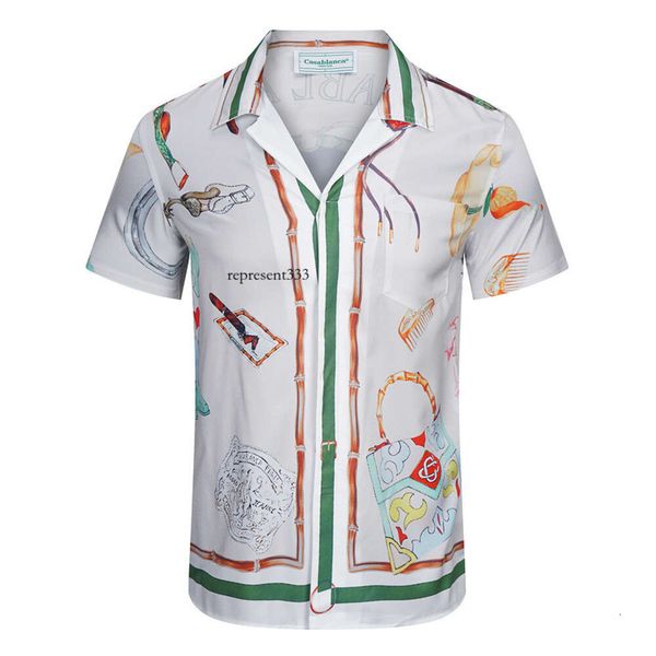 casablanca tshirt Design participatif avec veste chemise florale à manches courtes imprimée tête de cheval, haut haut de gamme décontracté Casablanca, été