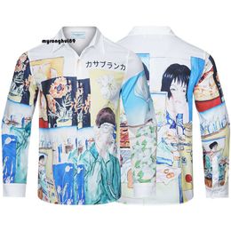 Casablanca t-shirt nouvel artiste mélancolique peinture à l'huile fonctionne avec des chemises à manches longues de Style japonais de haute qualité