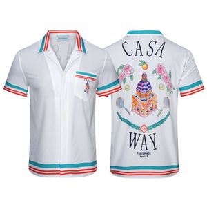 Casablanca t -shirt nieuwe zomer casa populaire casablanca digitale spray geprinte heren bloemencasual shirt