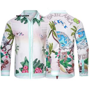 Casablanca t-shirt Style Surf Club 23 automne vague dégradé fleur soie Couple chemises à manches longues pour hommes et femmes