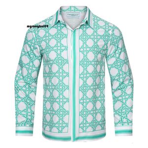 Casablanca t-shirt été nouveau motif géométrique vert imprimé hommes mode soie chemise à manches longues