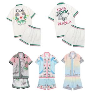 Casablanca Womens Lovers Hawaii Vakantie Strand Zwemmen Casual Shirt Shorts Set Masao San Suits Designer Sneldrogende Stof Paar Slim 2861