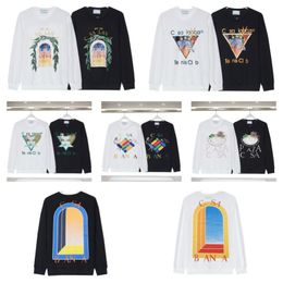 Casablancas designer hoodies heren grafische hoodies designer masao san print casa blanca sweatshirts dames losse zijde casablacnca lange mouwen herenkleding