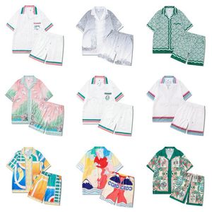 Casablanch-s 24ss Designer T-shirt pour hommes Ensemble Masao San Chemise décontractée pour hommes imprimés et chemise en soie courte et ample pour femmes T-shirt de haute qualité Voyage d'été T-shirt pour hommes