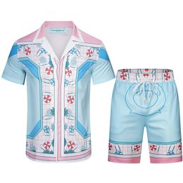 Casablancss 23ss sport tricot lapin de lapin de la soie de la soie chemises concepteurs hawaïennes à manches courtes shorts de chemise à manches courtes