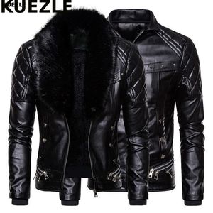 Hommes de Fourrure Faux Casaco Hommes Biker En Cuir Veste Col Amovible Moto Vestes Manteaux Casual PU Chaqueta Moto Hombre