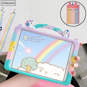 Caricature Cartoon Unicorn Kids Bubble Case pour Samsung Galaxy Tab A8 10.5 SMX200 x205 S6 A7 LITE T500 P610 T290 T220 Couverture de tablette en silicium