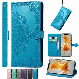 Case Cover voor Huawei Mate 20 30 40 LITE 50 PRO 50E PU Lederen Kickstand Datura Bloemen met Portemonnee Kaartsleuven Cash Bag Handriem