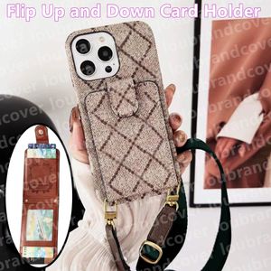 Case Designer Telefoonhoesje voor iPhone 15 14 pro max 13 11 12 Xr Samsung Galaxy S23 S22 Modemerk Leer Origineel Monogram Kaarthouder Portemonnee Handtas Crossbody Cover