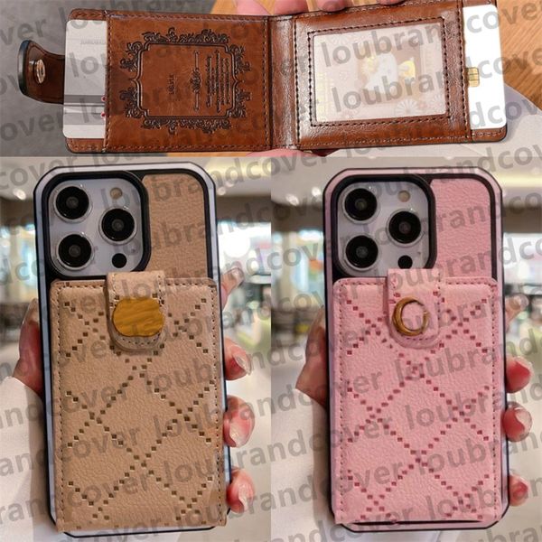 Funda de teléfono de diseñador para iPhone 15 14 Pro Max 13 12 11 XR XS XSMax 8P Contraportada Tarjeta de moda Bolsillo de cuero en relieve Patrón cóncavo 3D Flip Up and Down Wallet Case