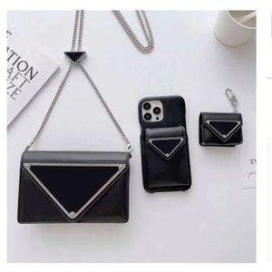 Case Designer telefoonhoes omgekeerde Triangle P voor iPhone 14 Promax 14Pro 13 13Pro 12 Pro Max Fashion Pu Leather Card Holder Luxe mobiele cover met Crossbody Lanyard