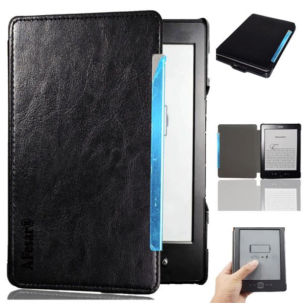 Casse flip book couverture pour Kindle 4 Kindle 5 D01100 Ebook Poule de poche en cuir PU de haute qualité K4 K5 Folio Case + écran Film