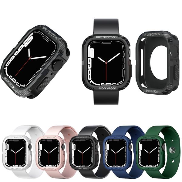Estuche para Apple Watch Series 7/SE/6/5/4/3/2/1 41mm 45mm 38mm 40mm 42mm 44mm Estuches Soft TPU Protector a prueba de golpes Parachoques para iwatch