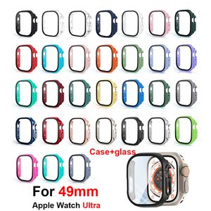 Coque pour Apple Watch S8 Ultra 49 mm avec protection d'écran en verre trempé HD Coques de protection pour pare-chocs rigides pour iwatch Series 8 7 41 45 mm Coques complètes