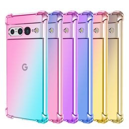 Pour Google Pixel 7 Pro 6A 5A 4A Pixel7 Pixel6 étuis dégradé de couleurs arc-en-ciel Transparent souple TPU antichoc couverture transparente