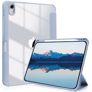 Case voor iPad 7e 8e 9e 10.2 10 10e generatie Air 2 3 4 5 10.9 Mini 6 Pro 9.7 11 Heldere achterkant, TPU schokbestendige framehoes Ingebouwde potloodhouder, ondersteuning voor automatisch slapen / ontwaken