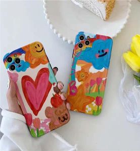 Étui pour iPhone 11pro 11 xr xs 8 8Plus Cartoons Sun Rainbow White Clouds Flowers Lion Bear Soft TPU Bumper Silicone Slim Protect1541959