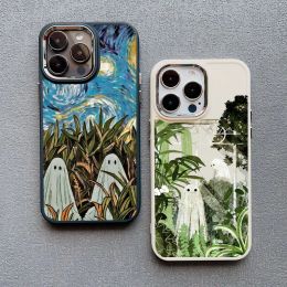 Case voor iPhone 13 12 11 Pro Max 15 14 Pro Max plus XS X XR 7 8 Plus esthetiek Er is een schattige spookkunst zachte schokbestendige covers