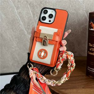 Case voor iPhone 15 Pro Max Leather, 15 14 13 12 Plus Pro Elegant Designer Modieuze luxe Uitstekende grip schokbestendige Crossbody Card Slot Phone Case