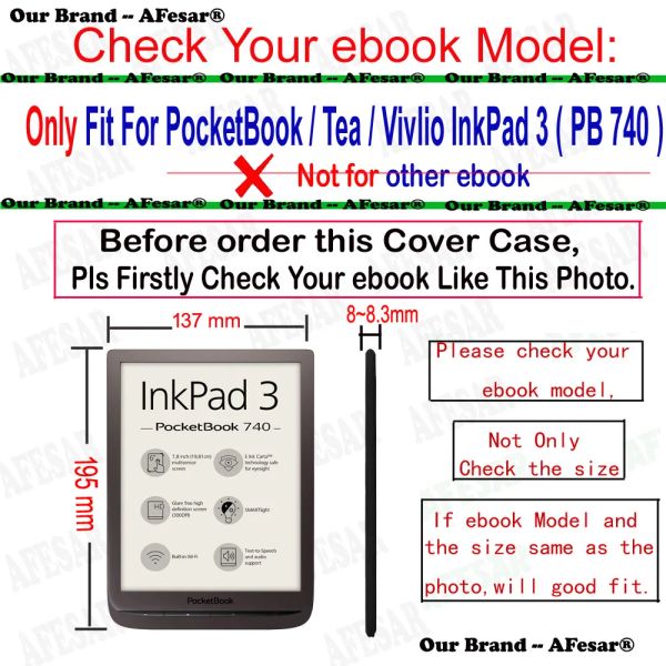 Étui pour Pocketbook Tea Vivlio INKPAD 3 PB740 PB741 7,8 
