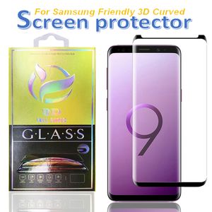 Protector de pantalla de vidrio amigable con estuche para Samsung S23 S21 nota 20 S20 Ultra Plus S8 S9 S10