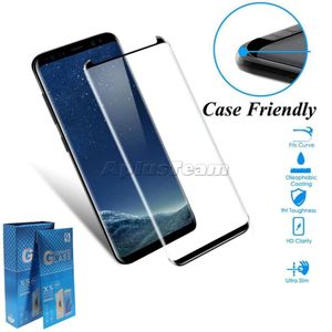 Case Friendly Gehard Glas 3D Gebogen Geen Pop-up Screen Protector voor Samsung Galaxy Note 20 Ultra 10 9 8 S7 Edge S8 S9 S10 S20 S21 Plus met Detailhandel