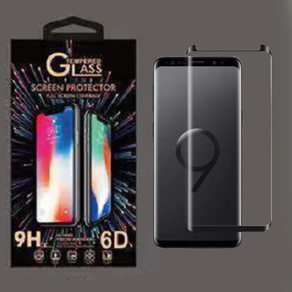 Protecteur d'écran de téléphone incurvé de verre trempé de boîtier pour les boîtiers pour Galaxy S9 plus S8 Note 8 9 10 20 S10 S20 Plus S20 Ultra avec boîte de vente au détail