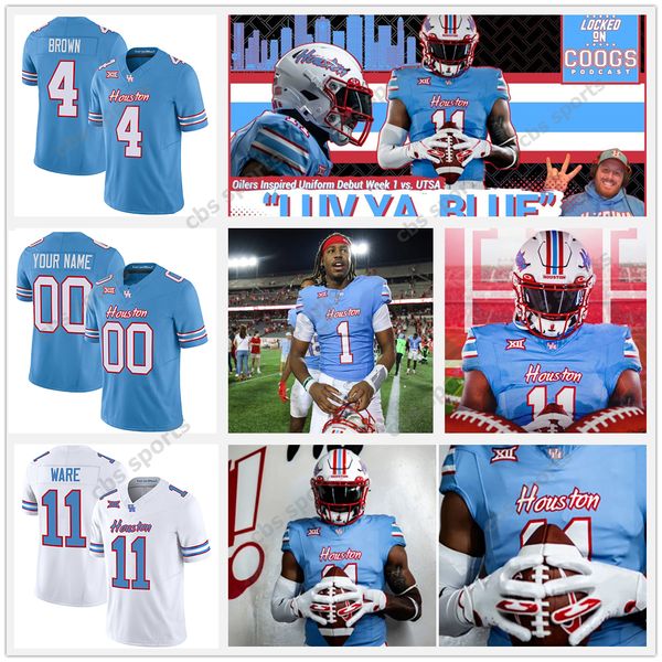 Case Keenum Maillot de football des Houston Cougars Oilers Clayton Tune Mulbah Car Alton McCaskill Nathaniel Dell Christian Trahan Donavan Ta'zhawn Henry Kelan Walker