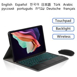 Case Keyboard Case voor Samsung Galaxy Tab S7 Plus S8 Plus S7 Fe 12.4 Cover Portugese Hebreeuws Russisch Spaans Koreaans Touchpad -verlicht