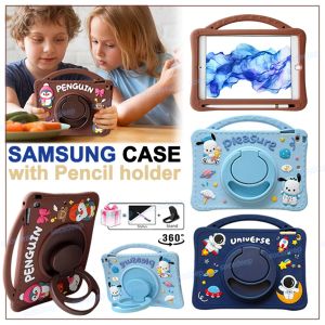 Case Kid Cartoon Penguin Antidrop Tablet Case avec Rotatin Stand pour Samsung Galaxy Tab A8 X200 S6 A7 Lite T220 T290 T510 T500 P610
