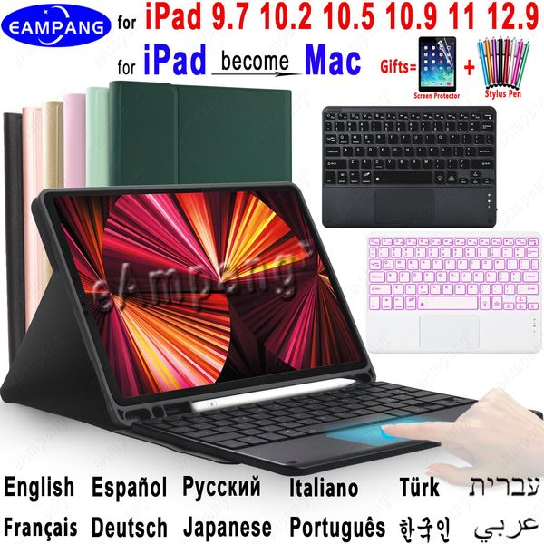 Case Magic Trackpad Keyboard para iPad 10.2 Caso de teclado 9th 8th 10th Generation para iPad Air 2 3 4 5 10.9 Pro 9.7 10.5 11 12.9